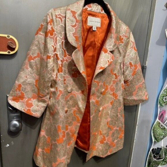 Vintage Silk Brocade Gold Floral Double Breasted Coat / Jacket (1960’s inspired) - Picture 7 of 16